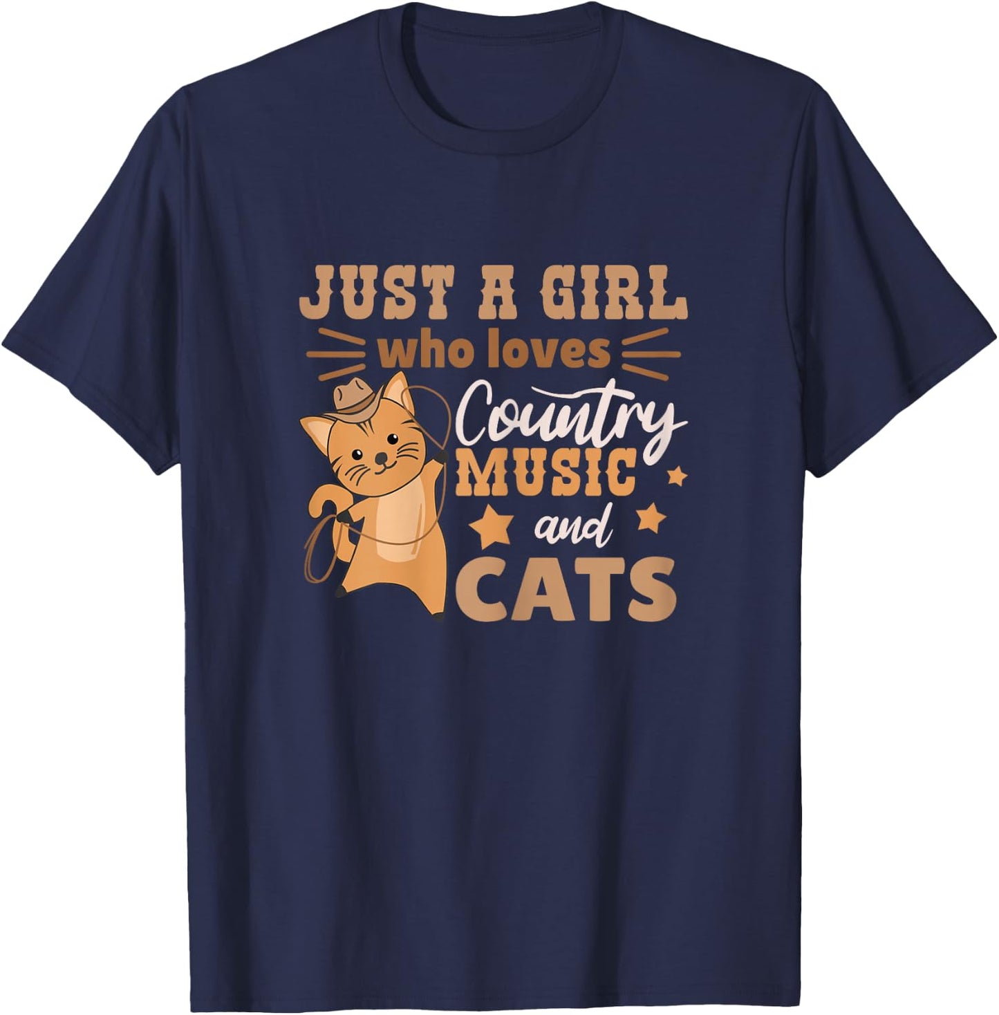 Just A Girl Who Loves Country Music And Cats T-Shirt - T-Shirt | Navy