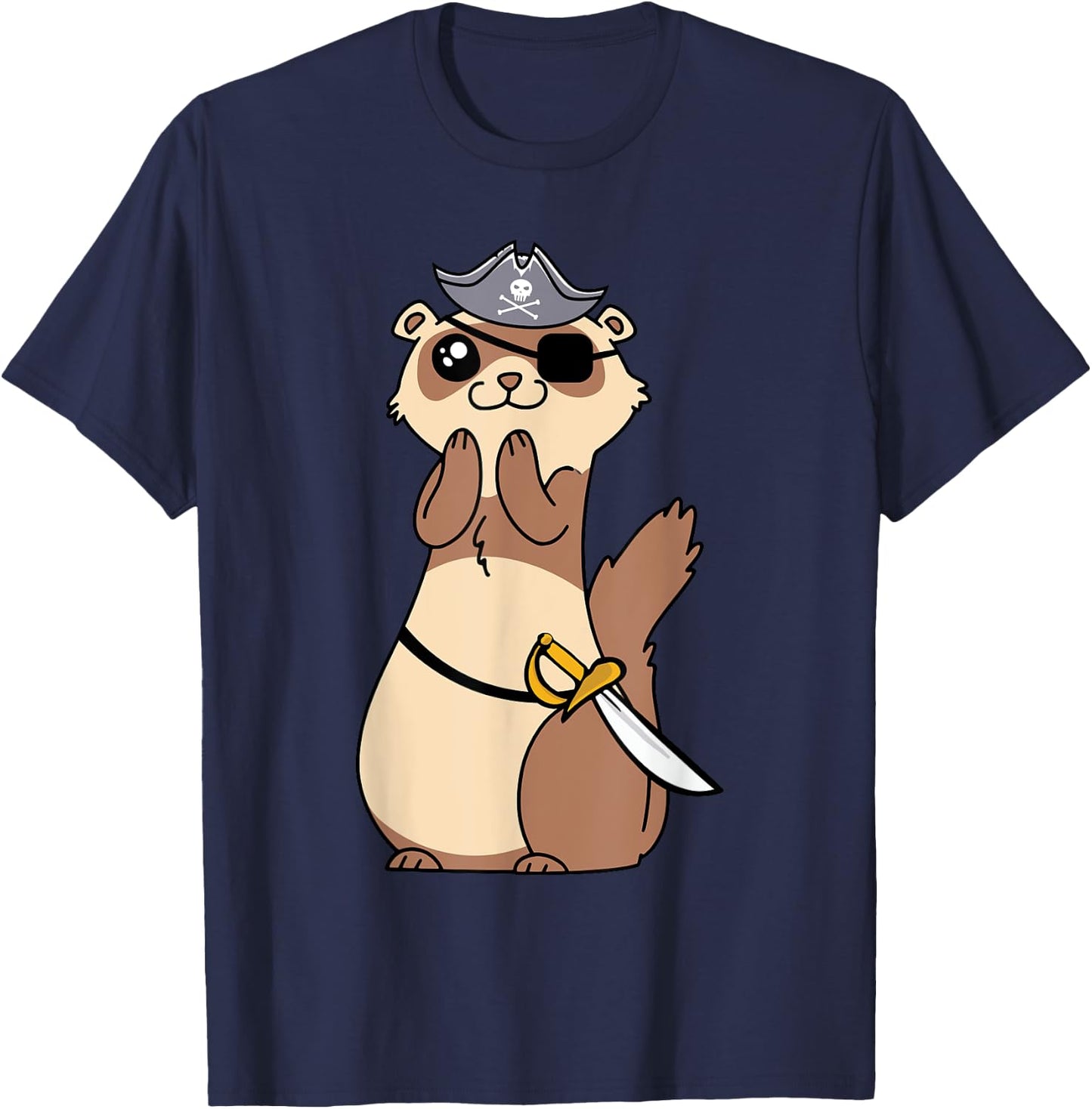 Eye Patch Weasel Kids Pirate Ferret T-Shirt - T-Shirt | Navy