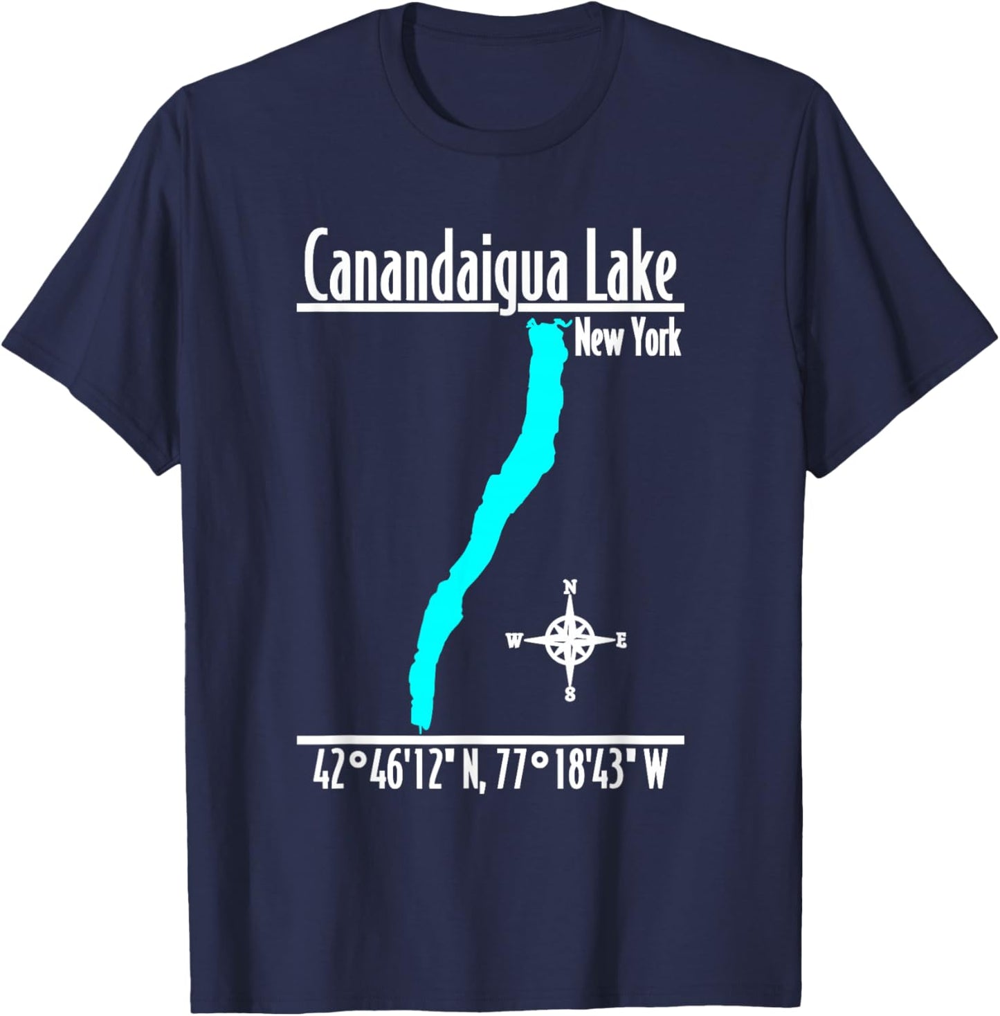 Modern Canandaigua Lake, New York T-Shirt - T-Shirt | Navy