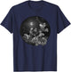 Blossoms Birds on Flowering Tree Starry Sky Crescent Moon T-Shirt - T-Shirt | Navy