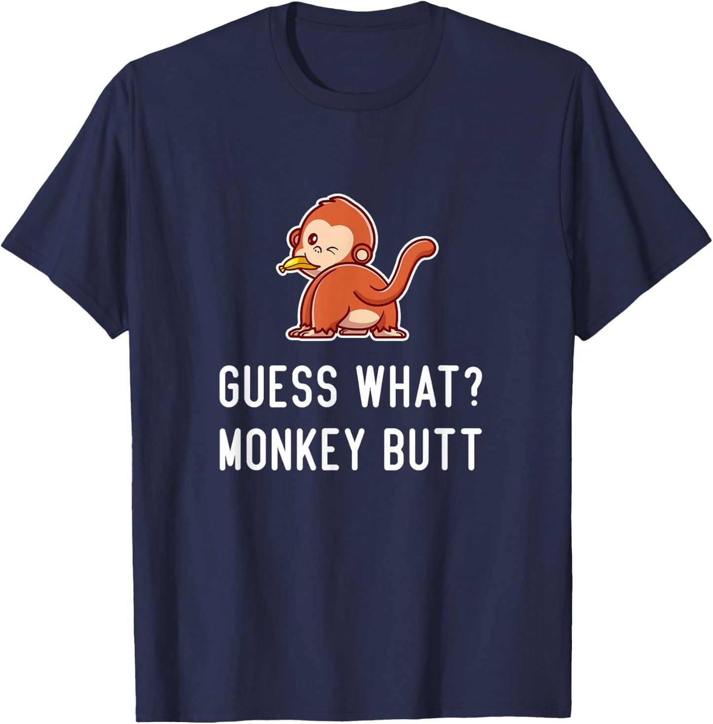 Funny Monkey Guess Monkey Butt Women Girls Ape Cute Monkey T-Shirt - T-Shirt | Navy