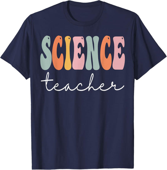 Science Teacher Groovy Appreciation Day Hello Back To School T-Shirt - T-Shirt | Navy