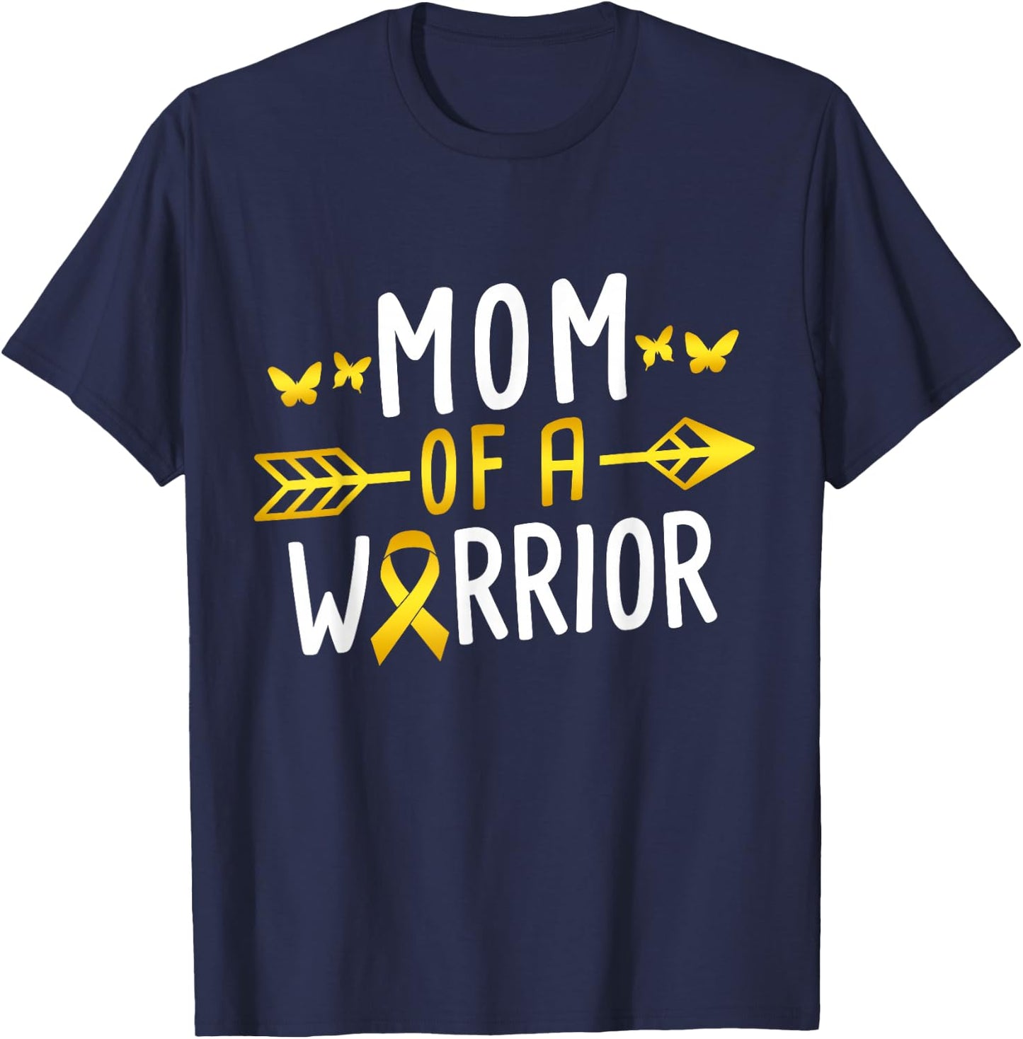 Mom Of A Warrior - Childhood Cancer Awareness T-Shirt - T-Shirt | Navy