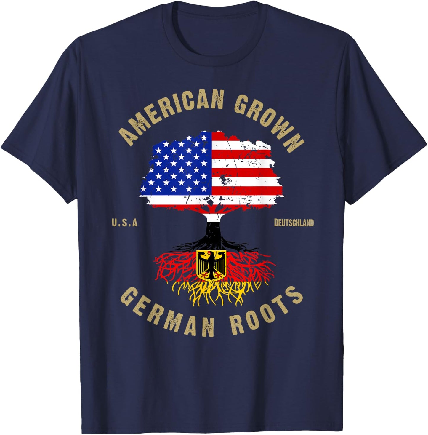 German Roots American Grown German Flag Oktoberfest T-Shirt - T-Shirt | Navy