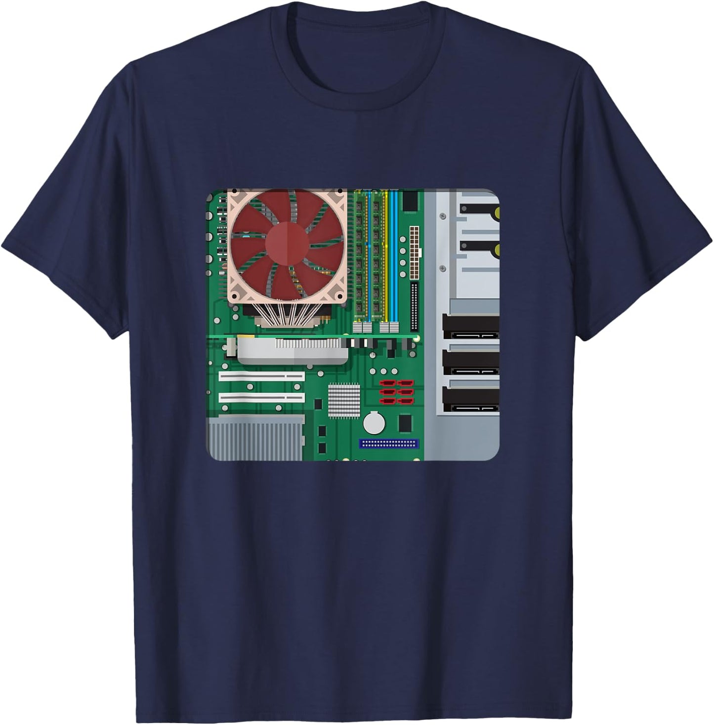 Computer Repair Technicians PC Fans Motherboard Inside Case T-Shirt - T-Shirt | Navy