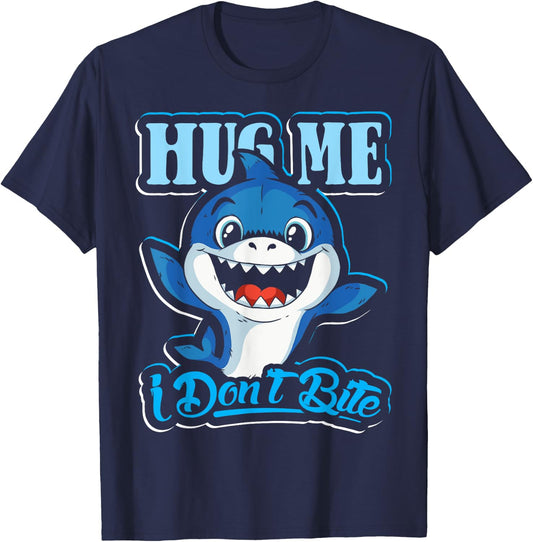 Hug me I don`t bite design for shark lovers and shark T-Shirt - T-Shirt | Navy
