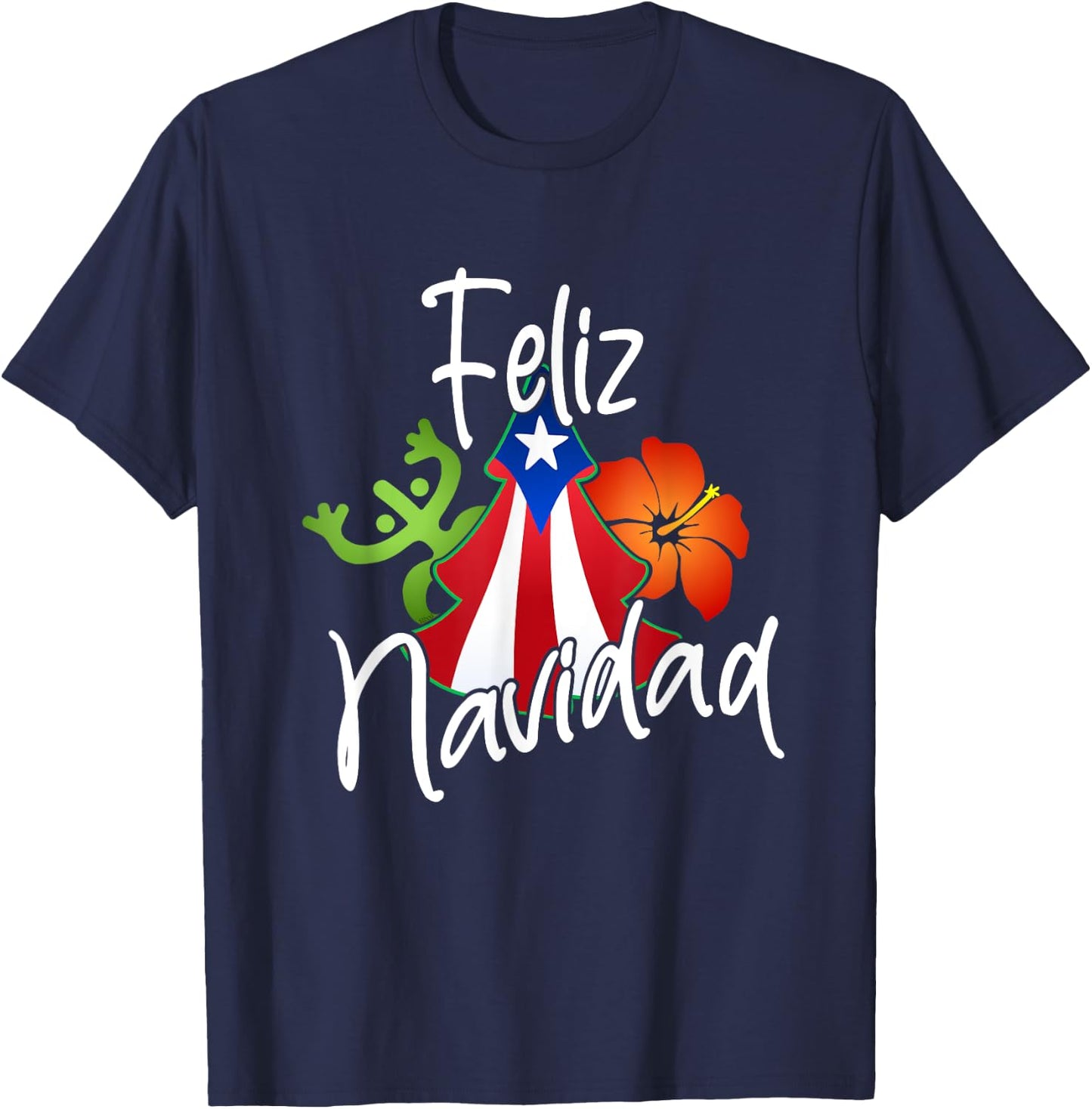 Puerto Rico Flag Christmas Sweater Feliz Navidad Boricua T-Shirt - T-Shirt | Navy