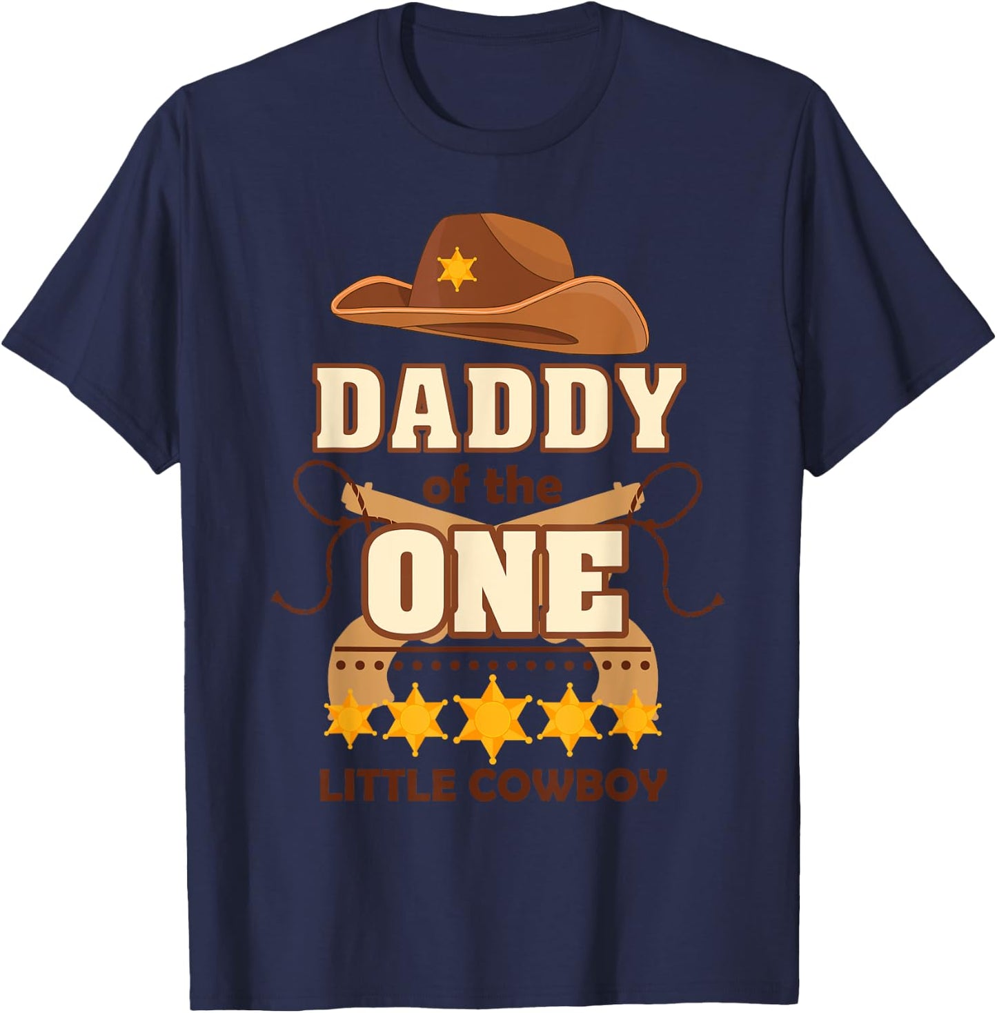 Boy 1st Birthday Daddy Cowboy Rodeo Western First Bday Party T-Shirt - T-Shirt | Navy
