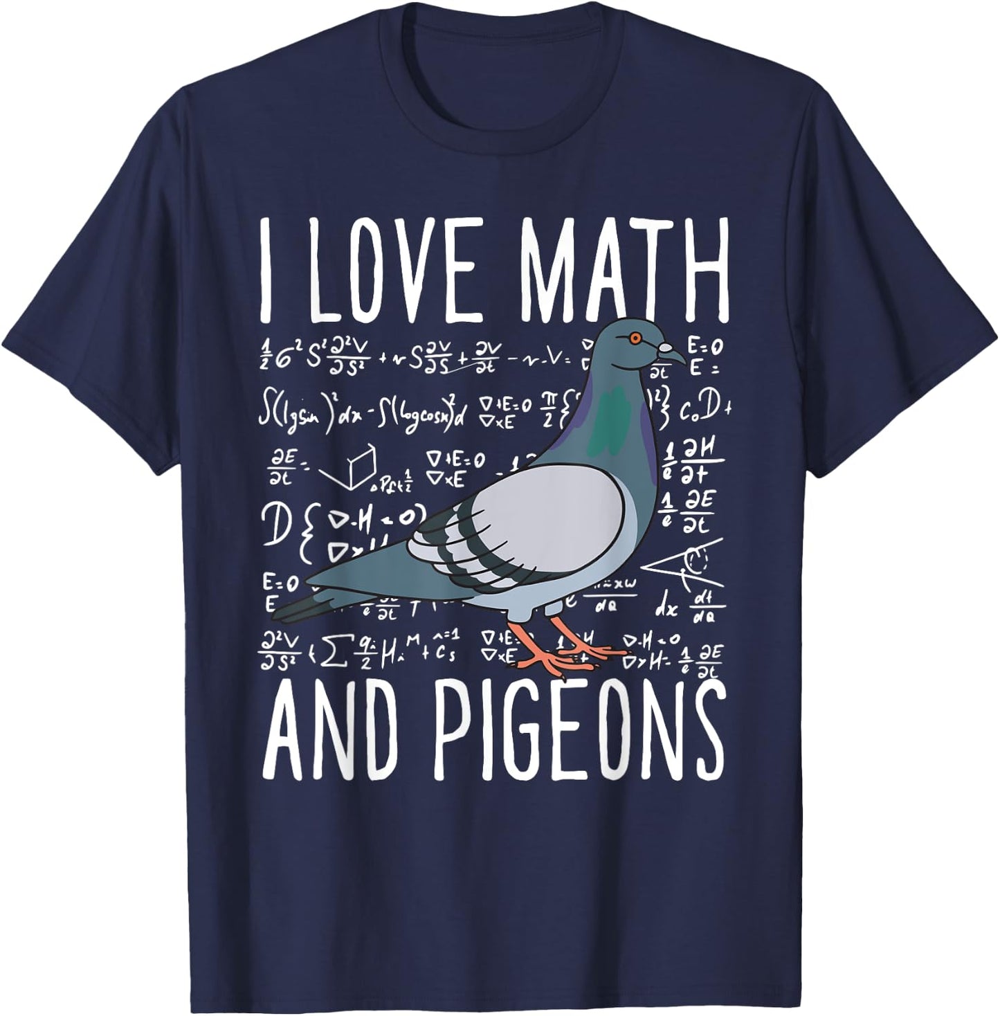 I Love Math And Pigeons Breeder Birding School Kids T-Shirt - T-Shirt | Navy