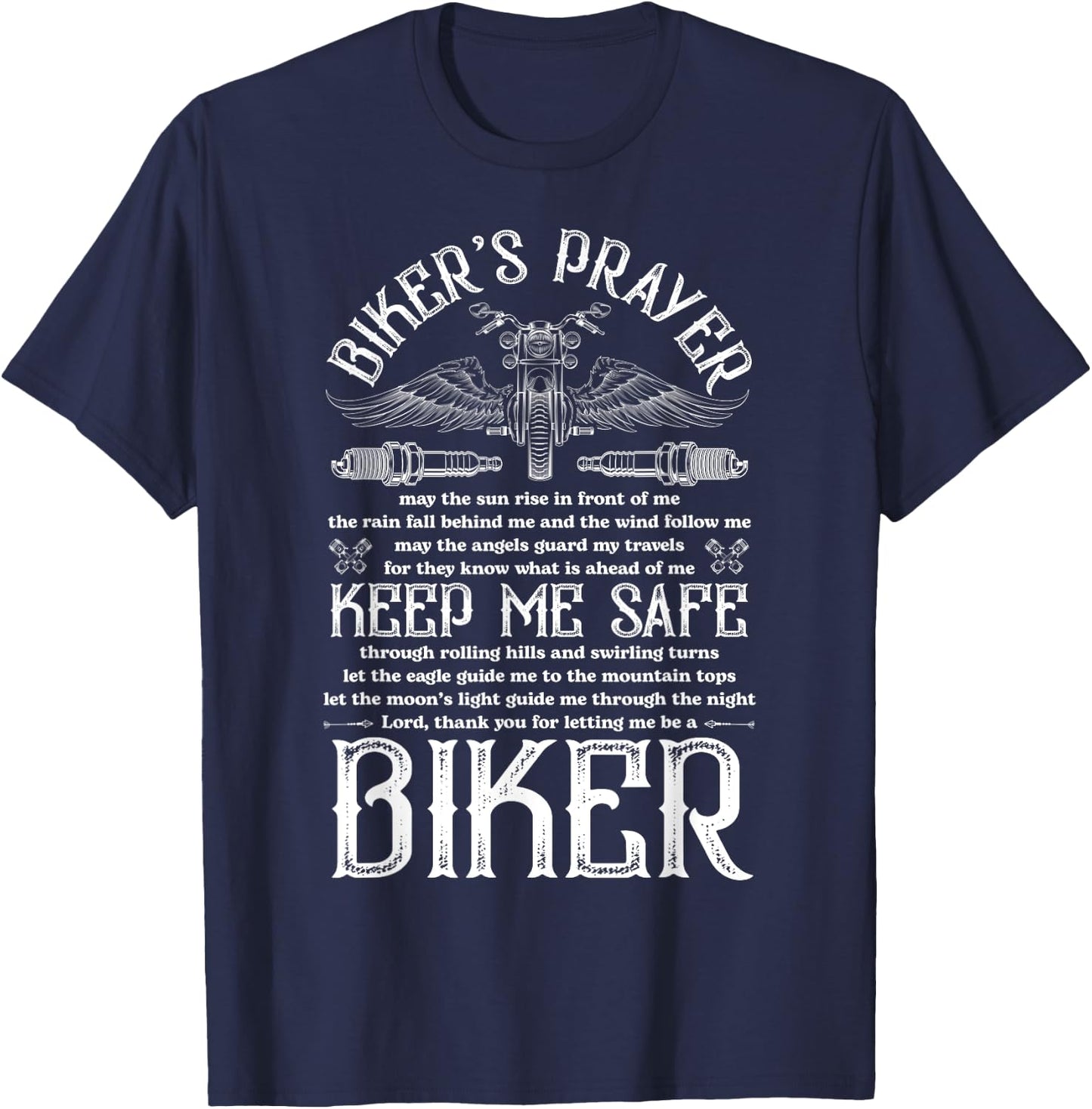 Biker's Prayer Funny Biker T-Shirt - T-Shirt | Navy