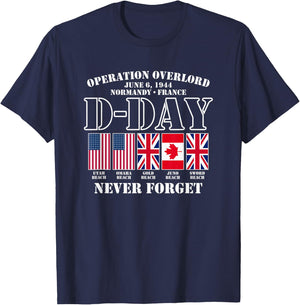 Utopia Sport Military Shop D-Day June 6, 1944 Normandy France Never Forget T-Shirt - T-Shirt | Navy