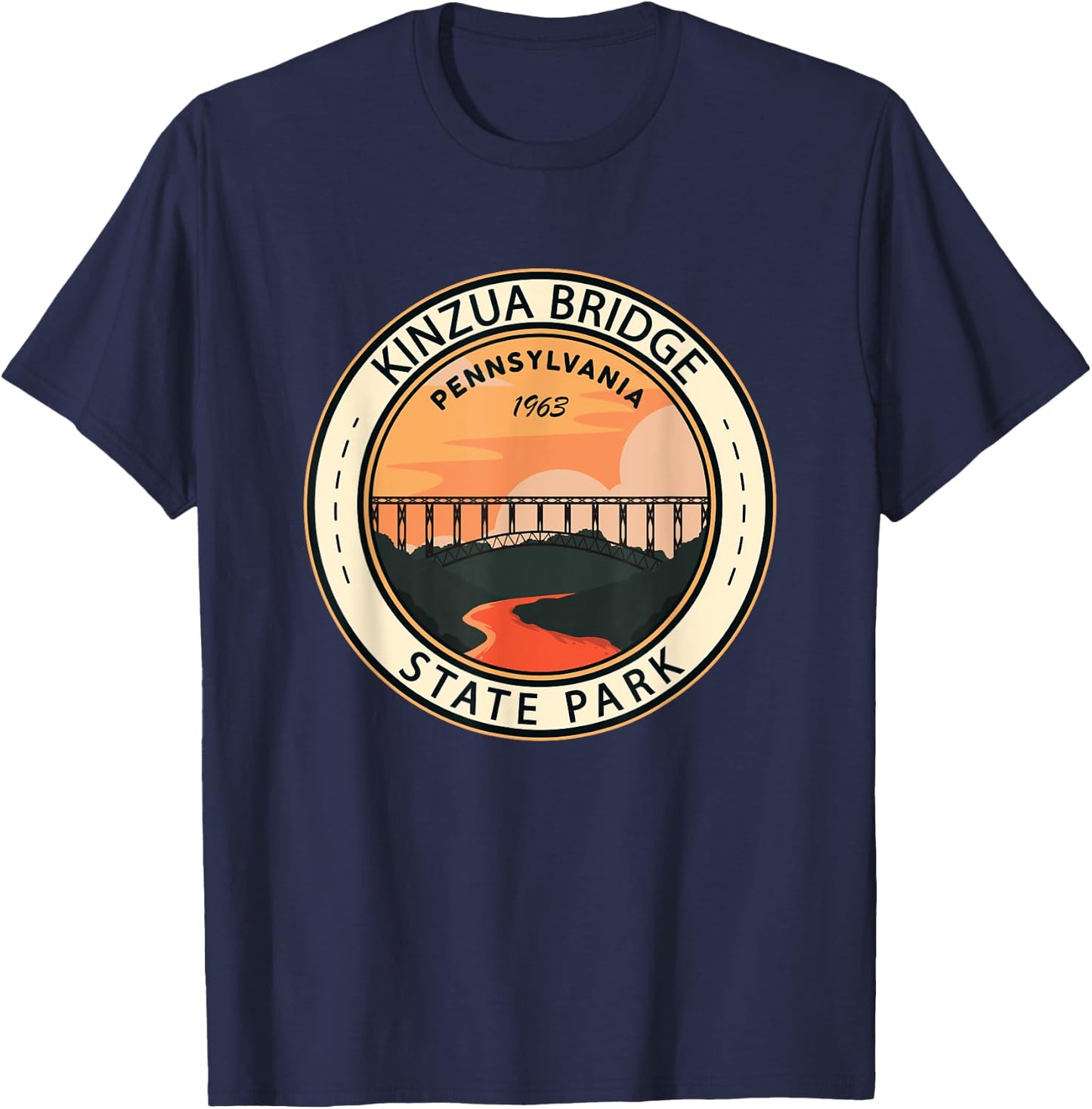 Kinzua Bridge State Park Pennsylvania Badge Vintage T-Shirt - T-Shirt | Navy