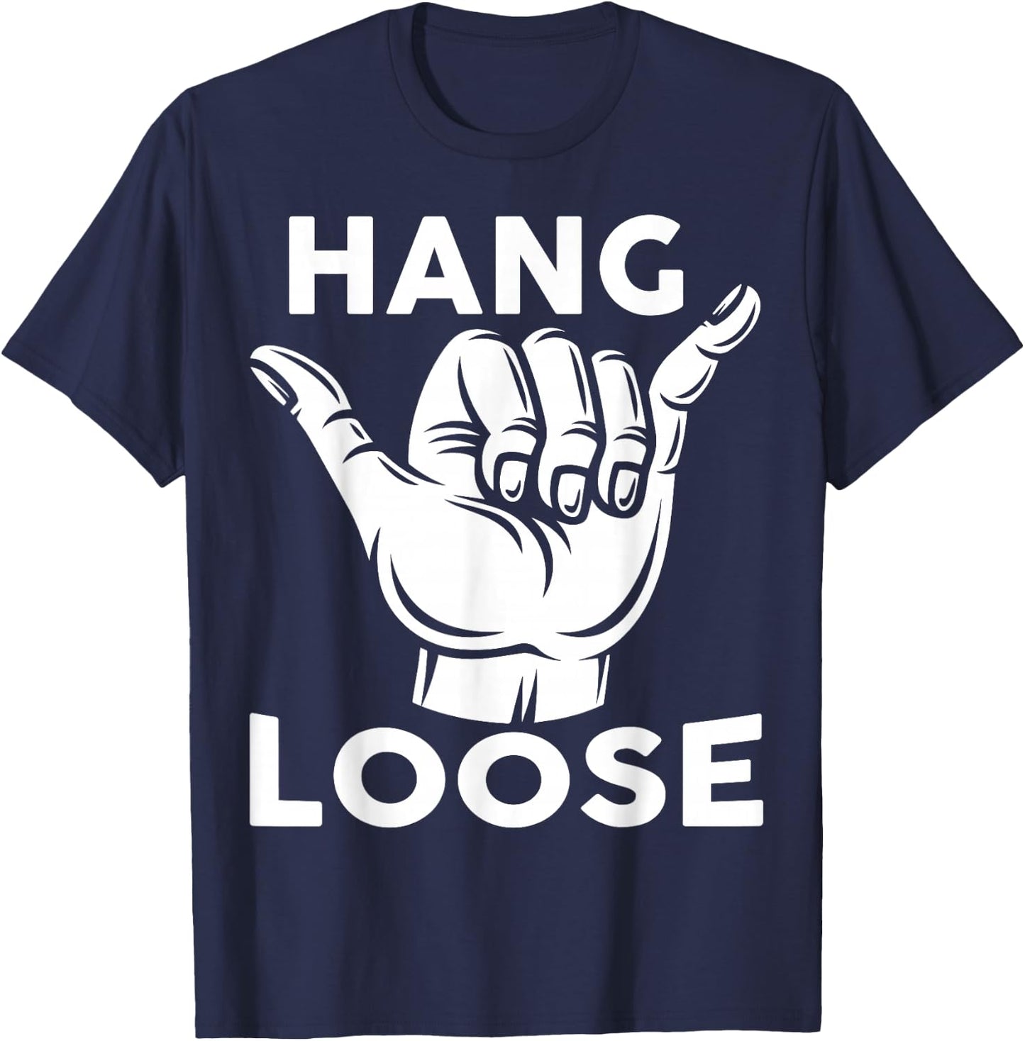 Hang Loose, Hawaii Pineapple Tiki Hawaiian T-Shirt - T-Shirt | Navy