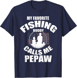 My Favorite Fishing Buddy Calls Me Pepaw Fisherman T-Shirt - T-Shirt | Navy