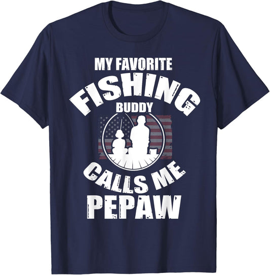 My Favorite Fishing Buddy Calls Me Pepaw Fisherman T-Shirt - T-Shirt | Navy
