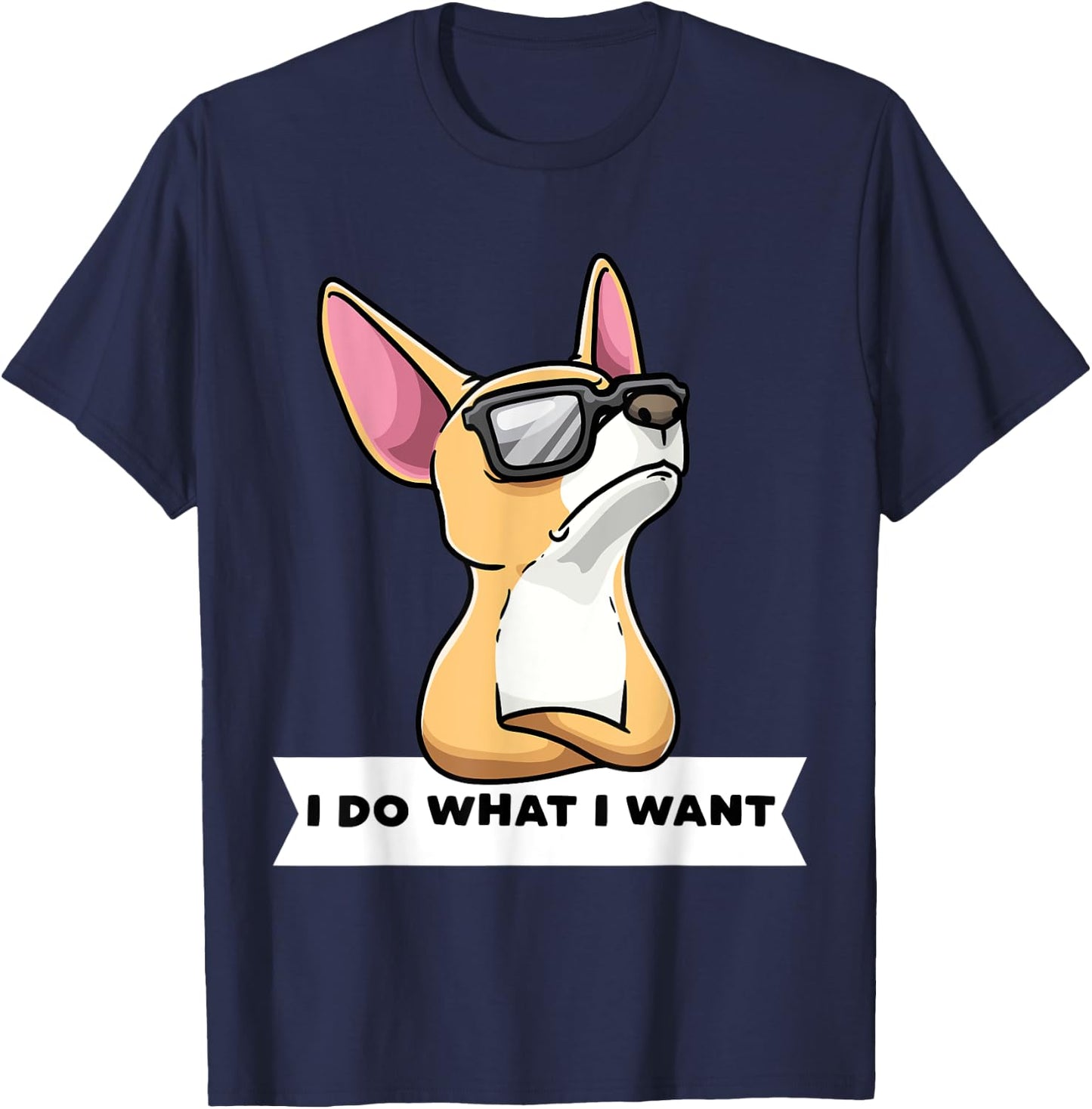 Stubborn Chiweenie Dog With Sunglasses Women Kids T-Shirt - T-Shirt | Navy