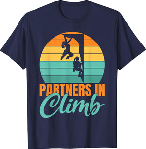 Partners in Climb Couple Relationship Tree Rock Climber T-Shirt - T-Shirt | Navy