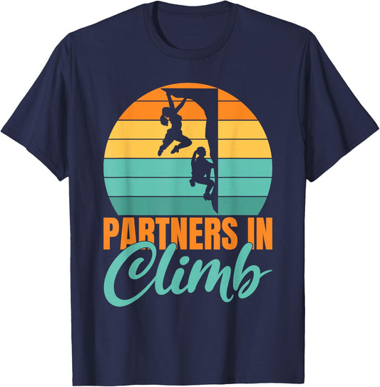 Partners in Climb Couple Relationship Tree Rock Climber T-Shirt - T-Shirt | Navy