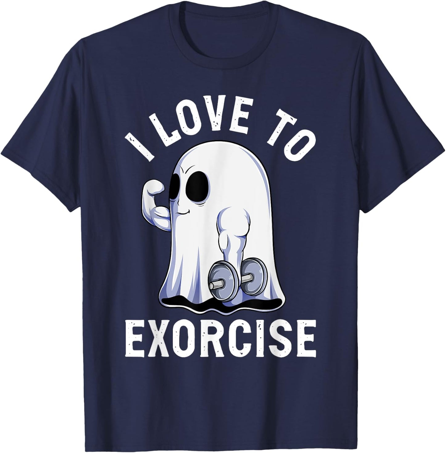 Ghost Funny Gym Workout Bodybuilding Humor Spooky Halloween T-Shirt - T-Shirt | Navy