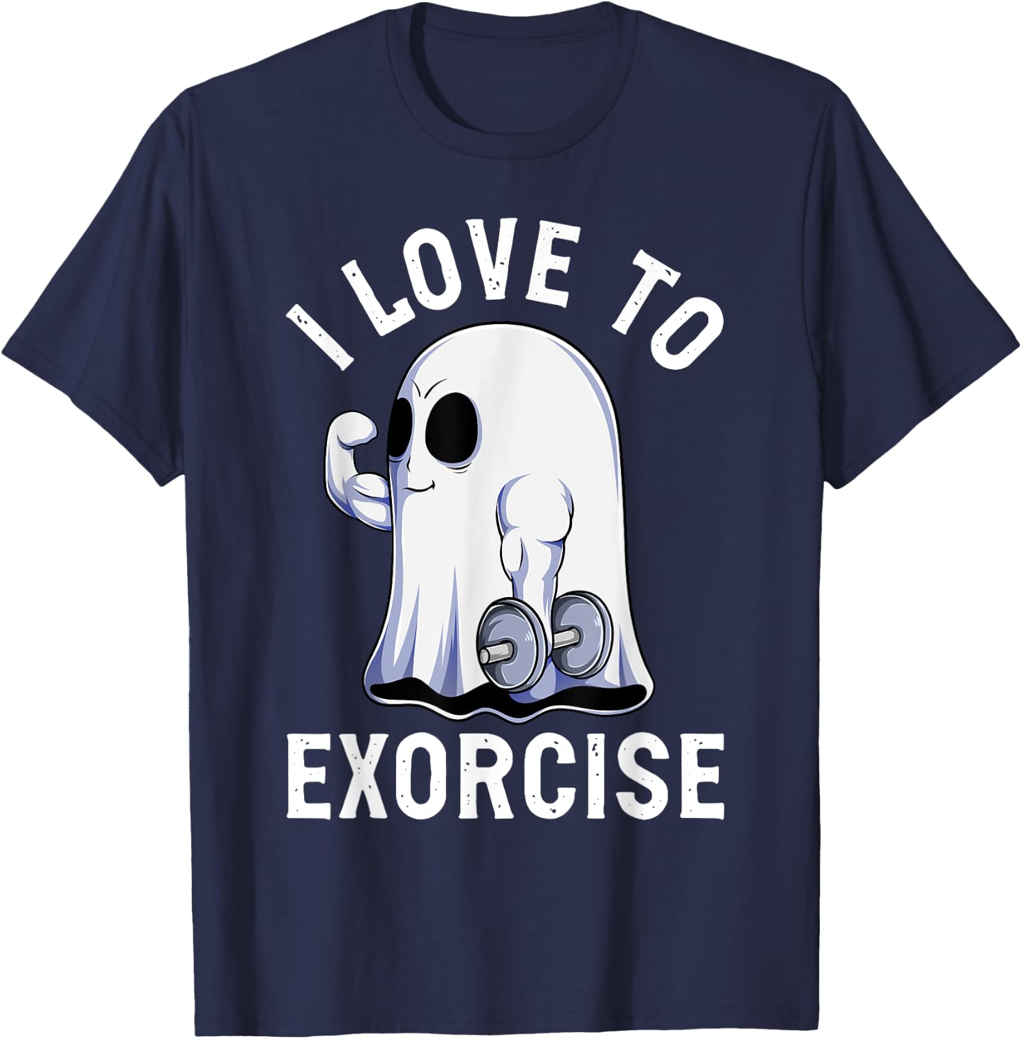 Ghost Funny Gym Workout Bodybuilding Humor Spooky Halloween T-Shirt - T-Shirt | Navy