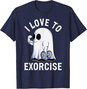 Ghost Funny Gym Workout Bodybuilding Humor Spooky Halloween T-Shirt - T-Shirt | Navy