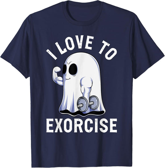Ghost Funny Gym Workout Bodybuilding Humor Spooky Halloween T-Shirt - T-Shirt | Navy