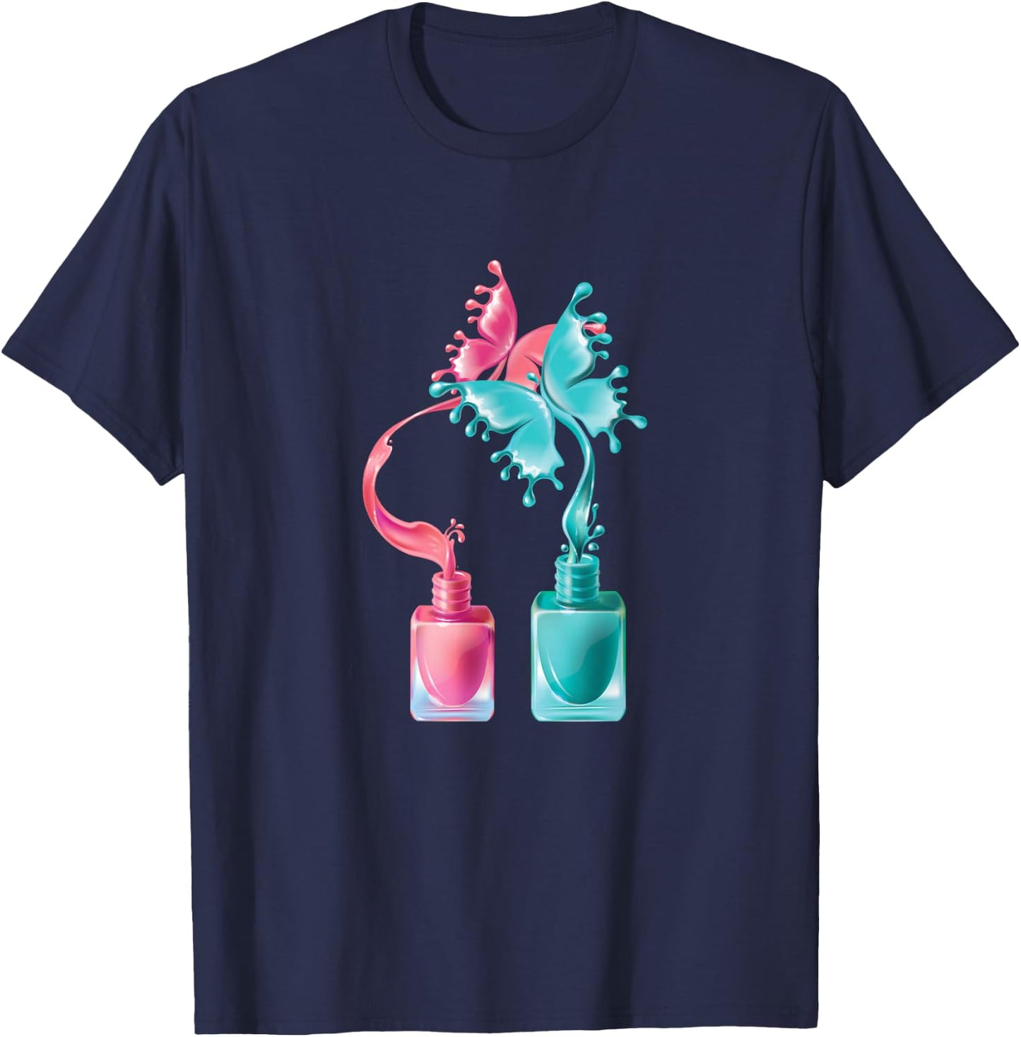 Nail Tech Artist Nail Polish Butterfly Gift T-Shirt - T-Shirt | Navy