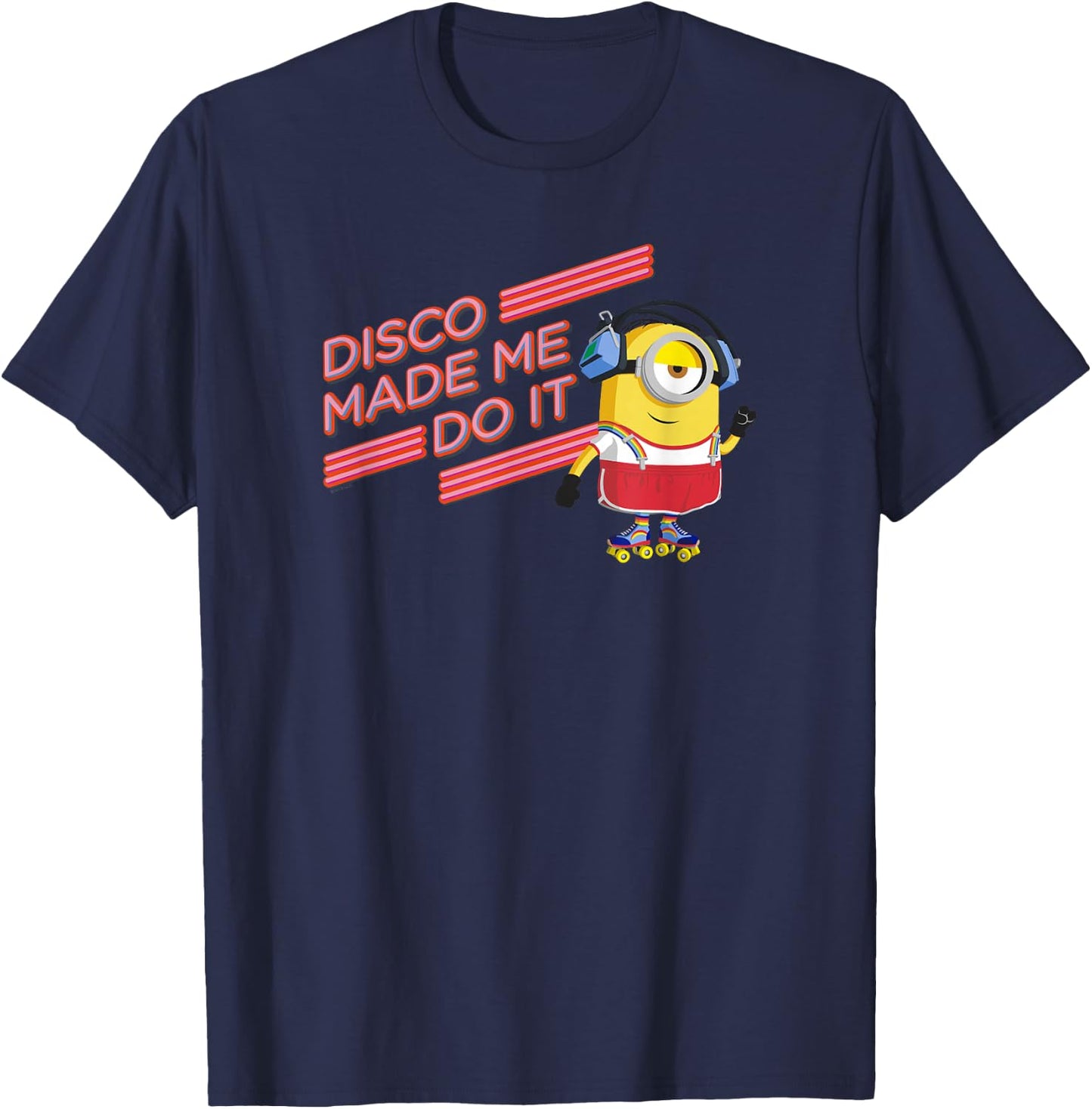 Minions Stuart Roller Skating Disco Made Me Do It T-Shirt - T-Shirt | Navy