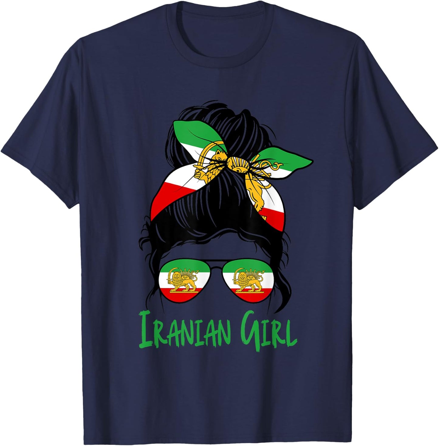Iran Iranian For Girl Flag Lion Persian T-Shirt - T-Shirt | Navy