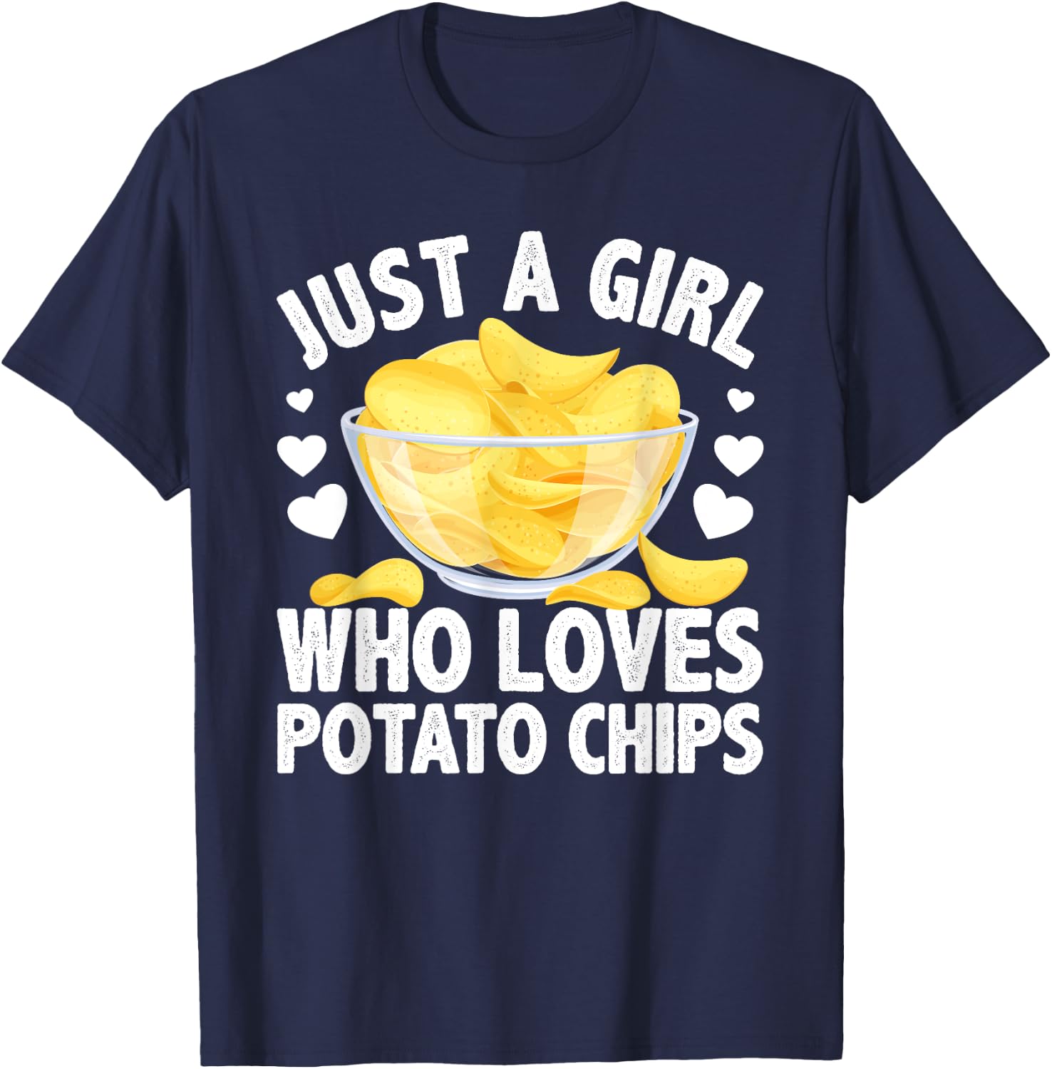 Cool Potato Chip Girls Kids Bag Chips Snack Food T-Shirt - T-Shirt | Navy