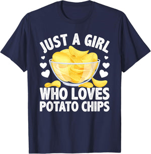 Cool Potato Chip Girls Kids Bag Chips Snack Food T-Shirt - T-Shirt | Navy