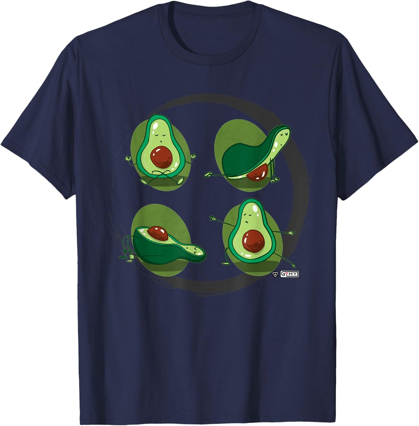Yogavocado Poses, Funny Tropical Fruit Doing Yoga Poses T-Shirt - T-Shirt | Navy