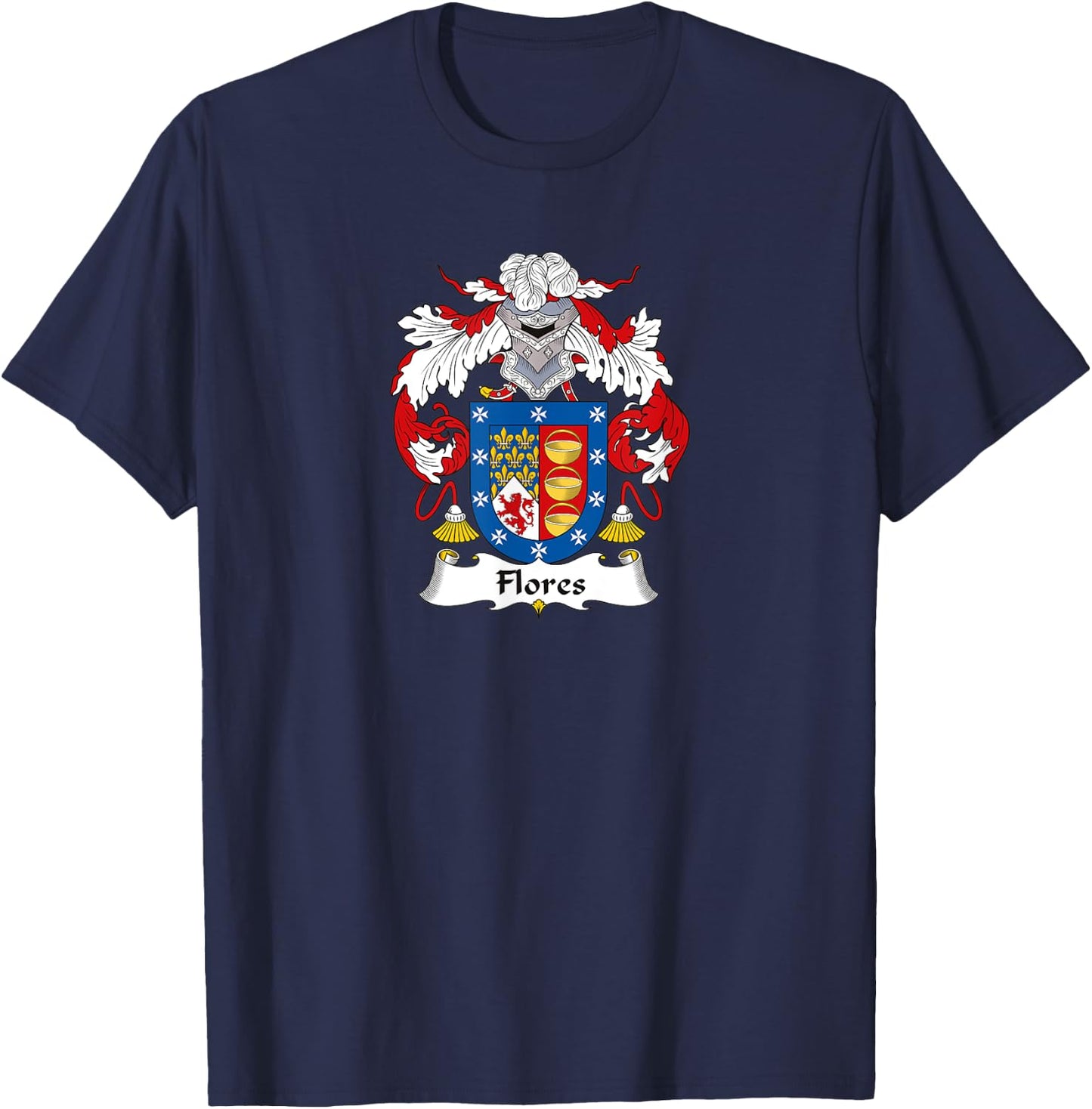 Flores Coat of Arms - Family Crest T-Shirt - T-Shirt | Navy