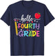 Hello Fourth Grade Team 4th Grade Back to School Teacher Kid T-Shirt - T-Shirt | Navy