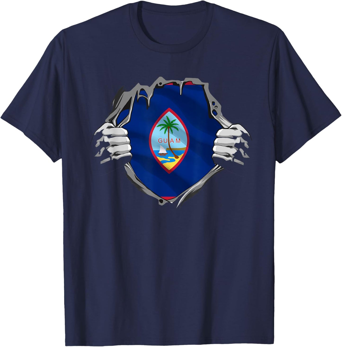 Funny Guam Flag Country Oceania T-Shirt - T-Shirt | Navy