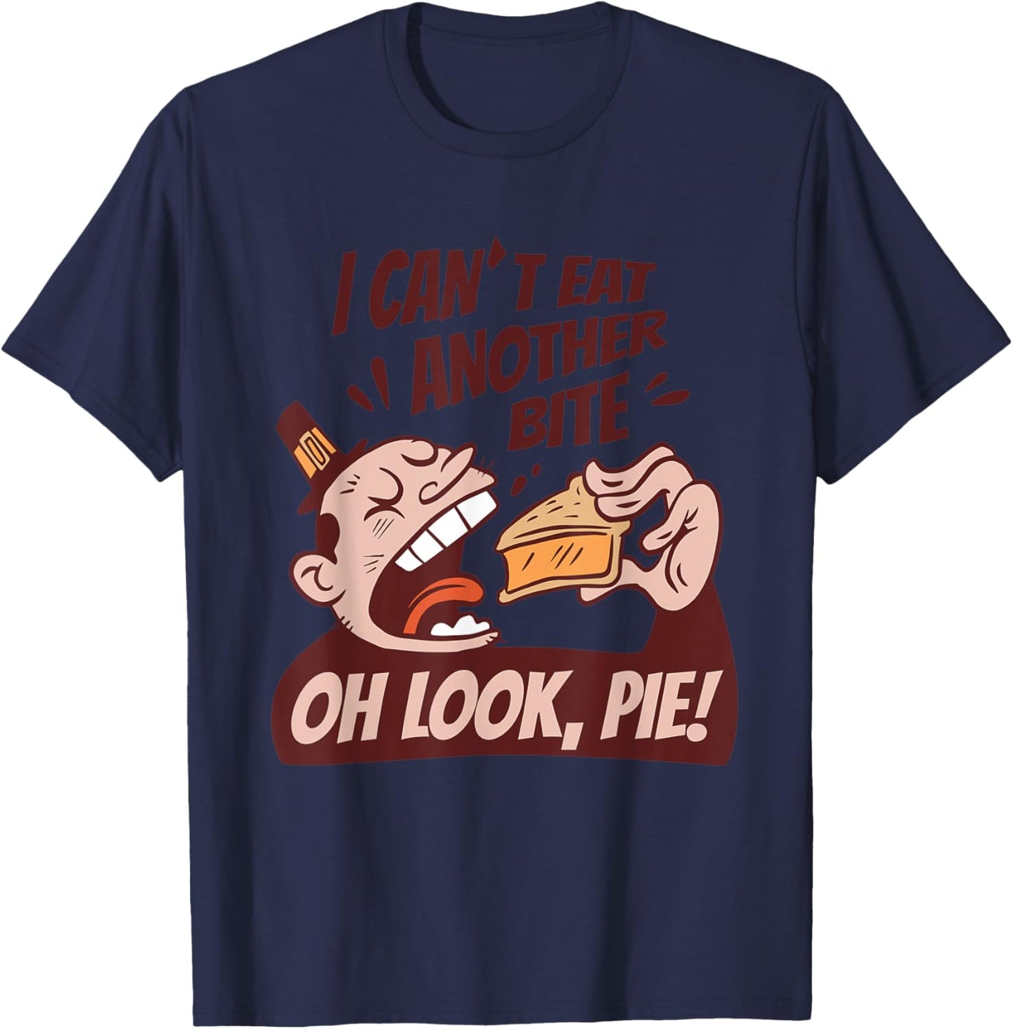 Thanksgiving I Can't Eat Another Bite Thankful T-Shirt - T-Shirt | Navy