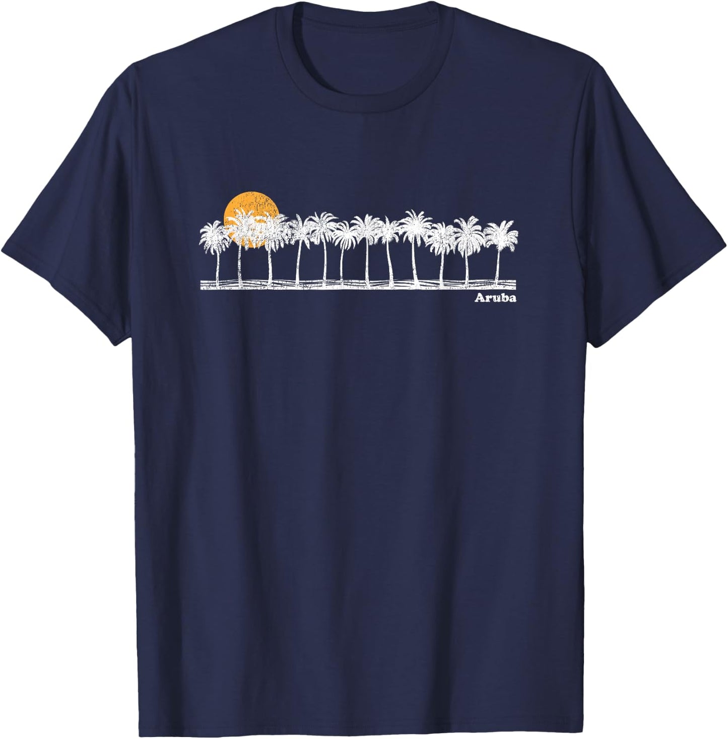 Aruba Vintage 70s Retro Throwback Design T-Shirt - T-Shirt | Navy