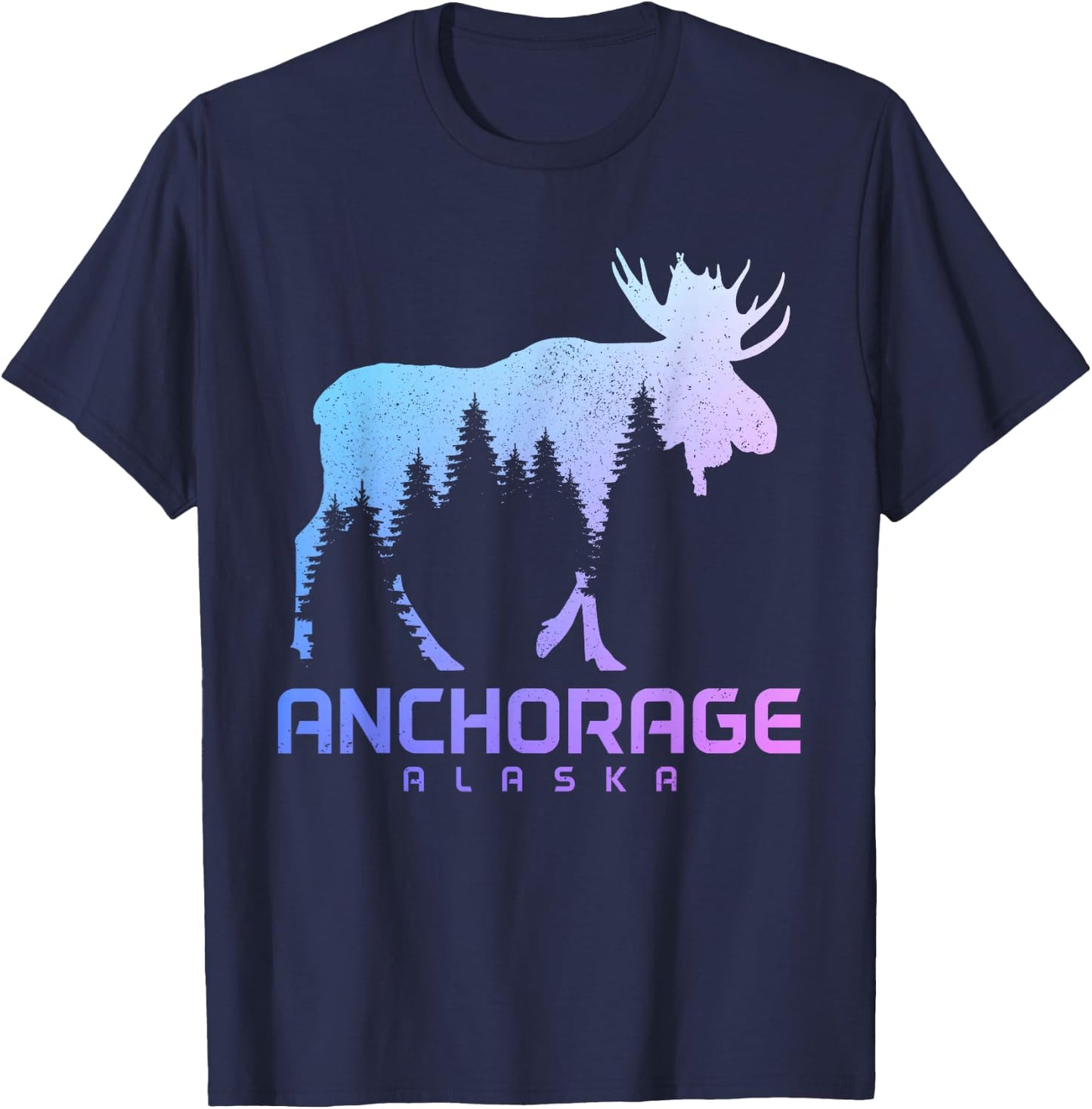 Anchorage Alaska Vintage Moose Souvenir T-Shirt - T-Shirt | Navy