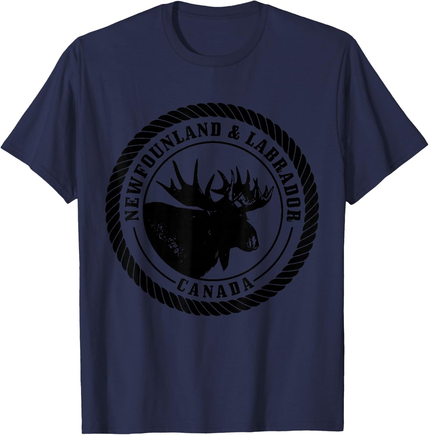 Newfoundland & Labrador Canada Moose Vintage Canadian T-Shirt - T-Shirt | Navy