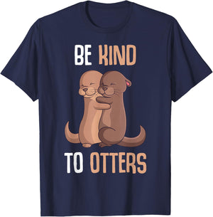 Be Kind To Otters Sea Otter Girls Children Women T-Shirt - T-Shirt | Navy