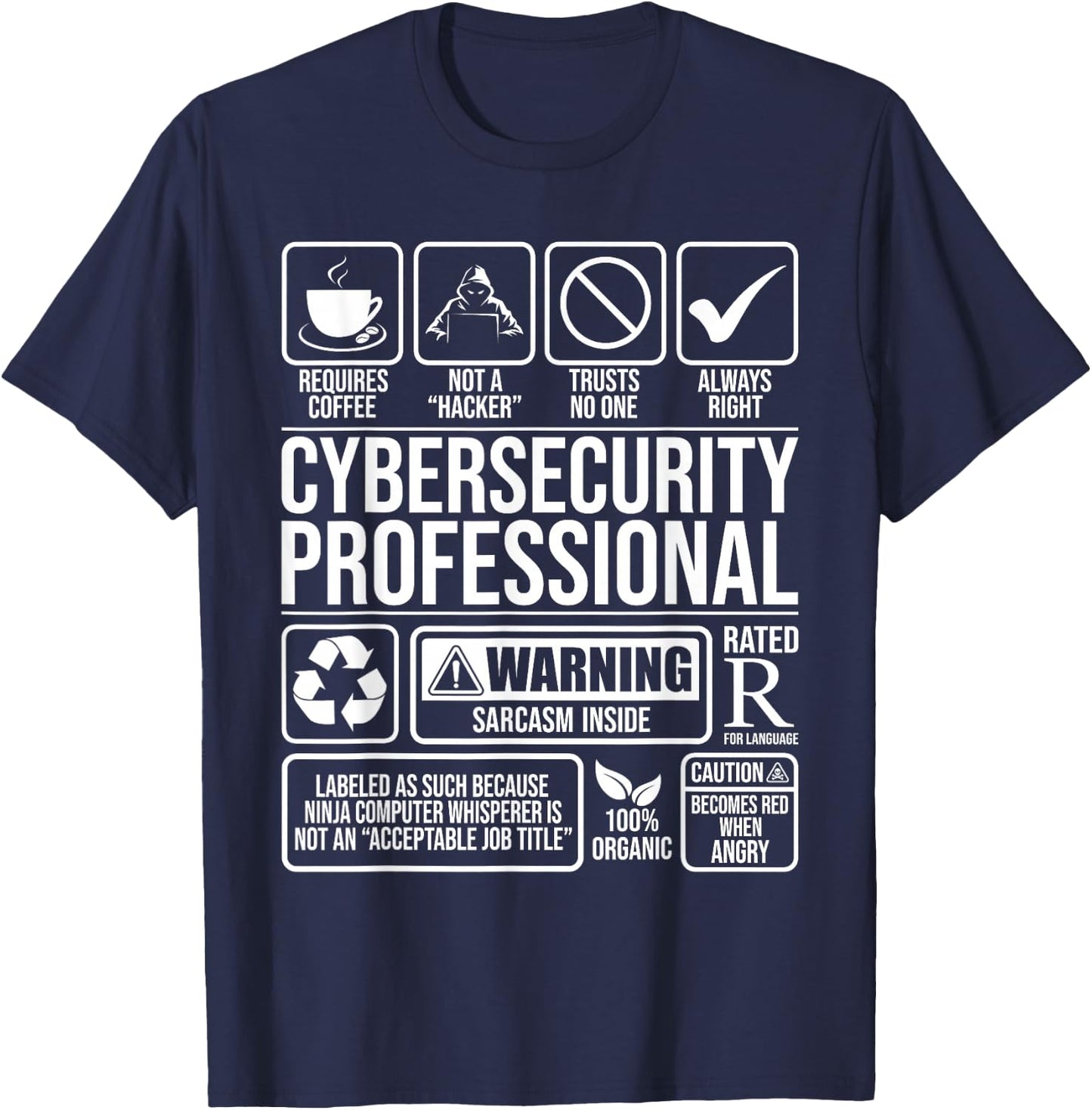 Cybersecurity Professional - Hacker Certified Tech Security T-Shirt - T-Shirt | Navy