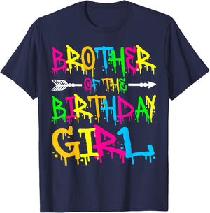 Brother of the Birthday Girl Retro 80's Party Shirt T-Shirt - T-Shirt | Navy