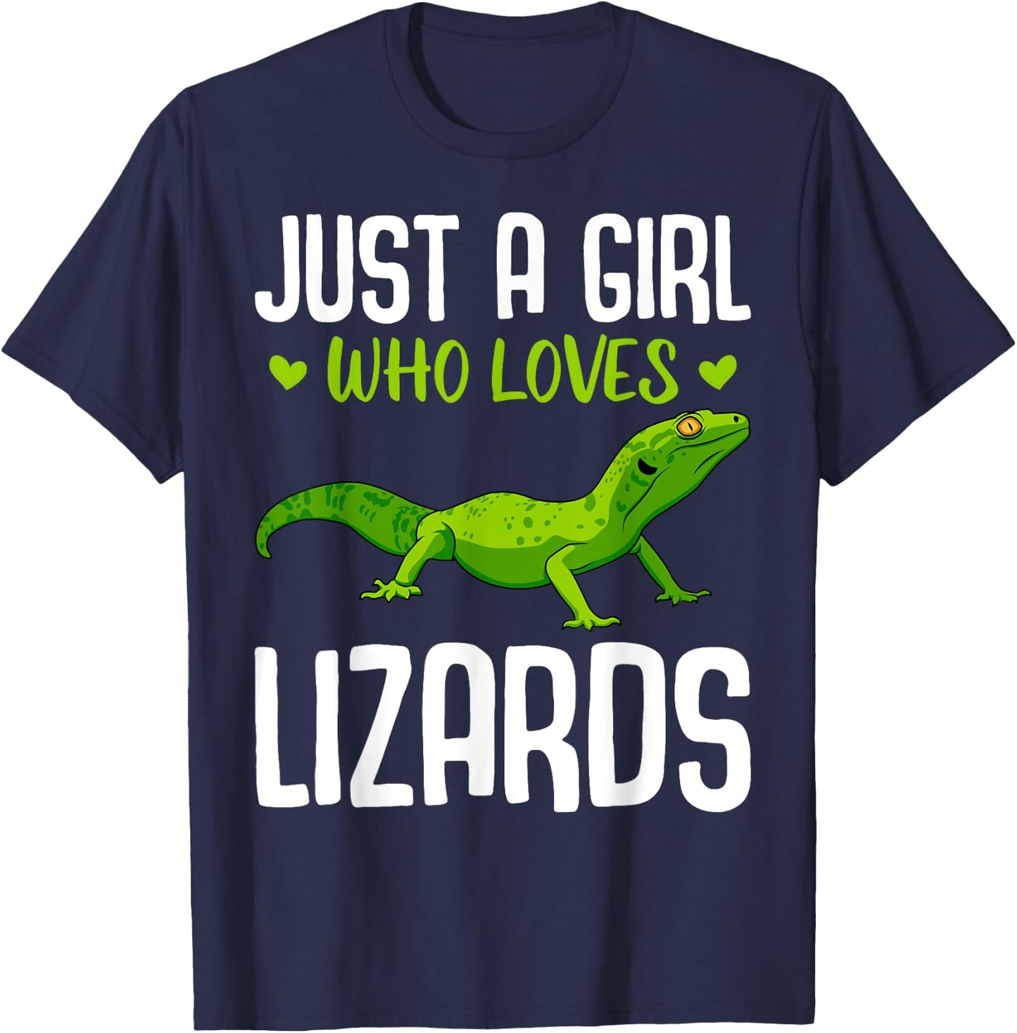 Funny Lizard Designs For Girls Kids Reptile Herpetologists T-Shirt - T-Shirt | Navy