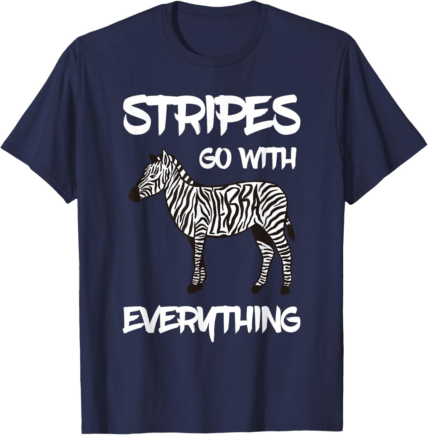 Zebra Stripes Go With Everything Zookeeper Zebra Stripe T-Shirt - T-Shirt | Navy