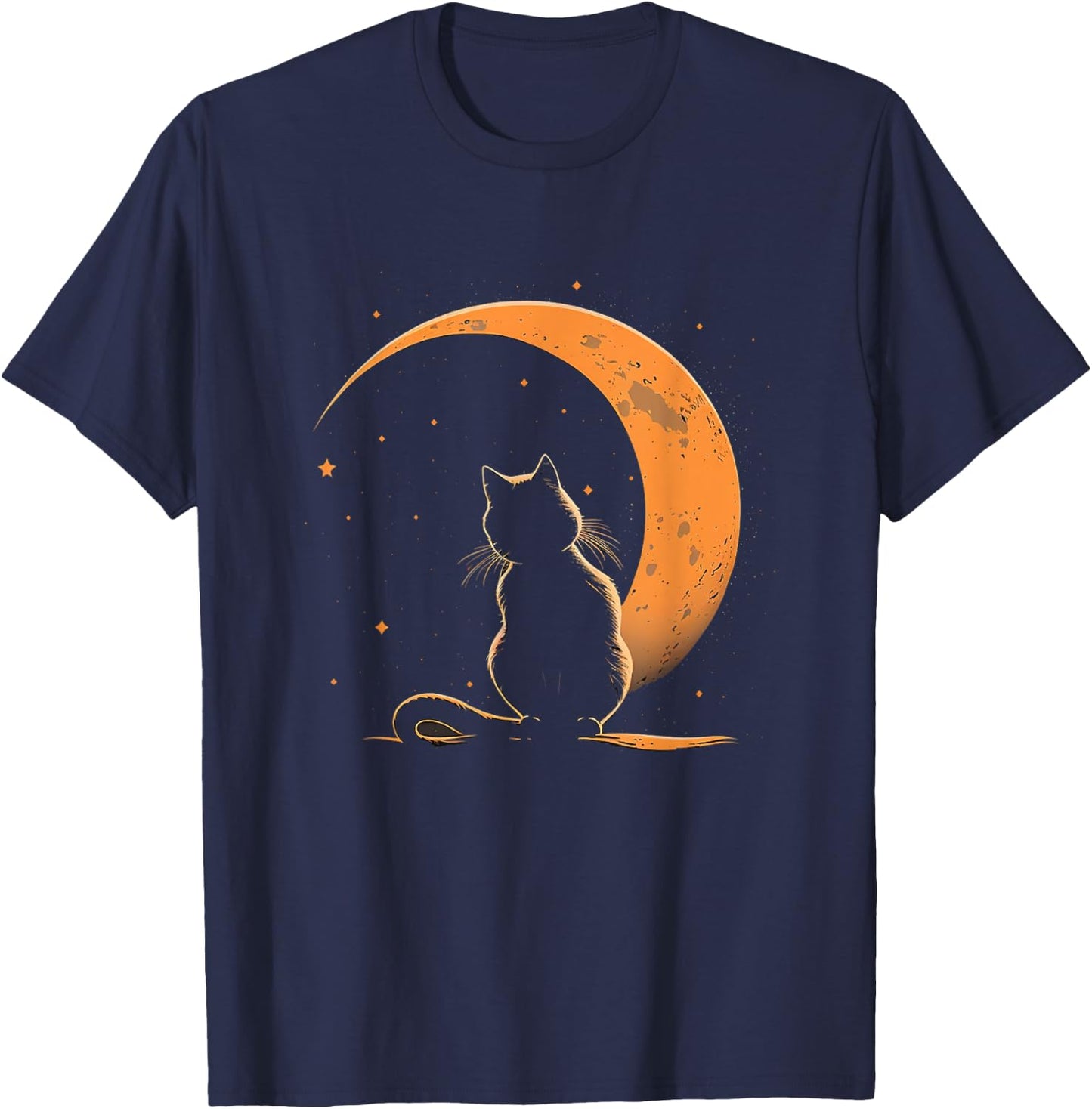Cat Crescent Black Moon Sailor T-Shirt - T-Shirt | Navy