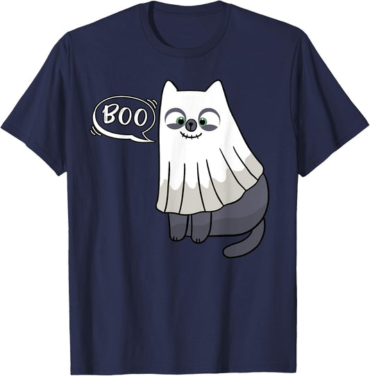 Cute Boo Halloween Kitten Cat Ghost Costume Kids Adult T-Shirt - T-Shirt | Navy