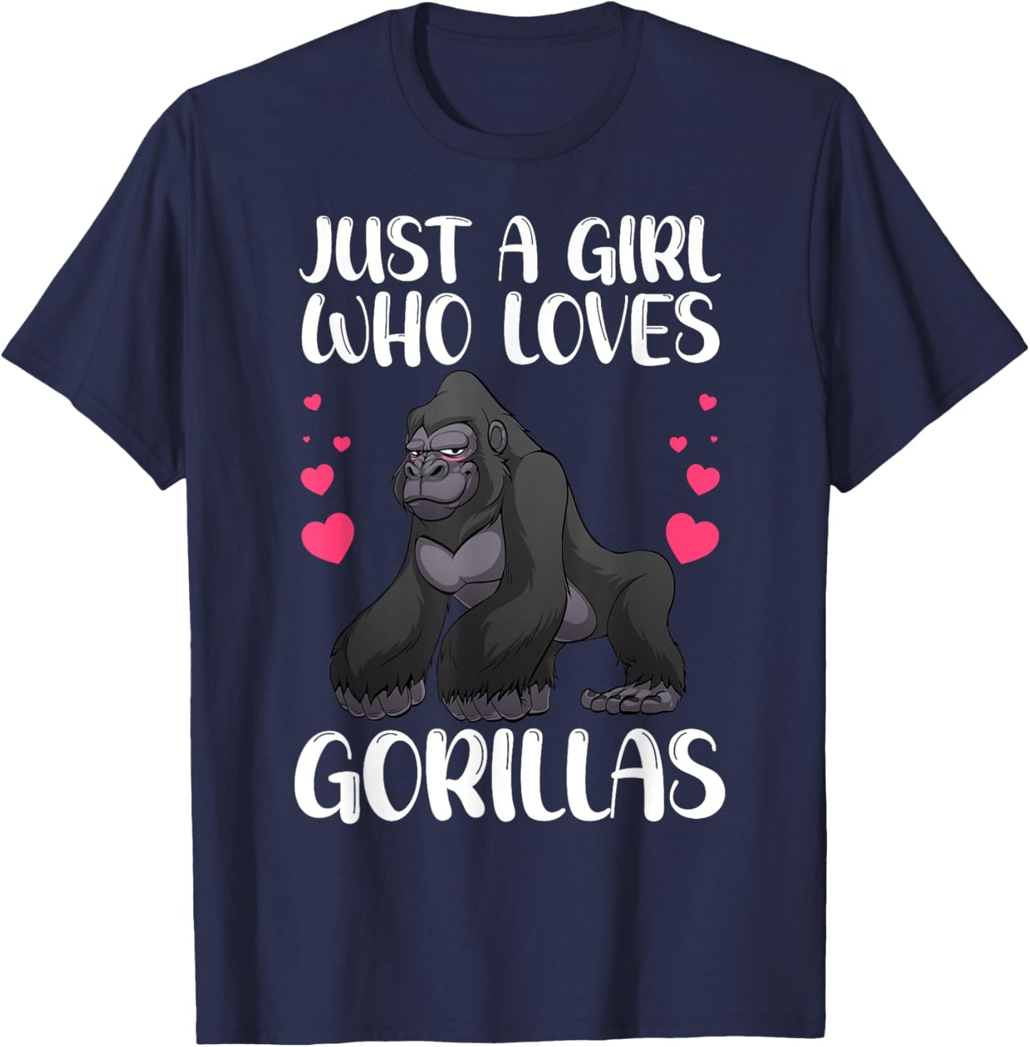 Funny Gorilla Design For Girls Kids Women Gorilla Ape Lover T-Shirt - T-Shirt | Navy