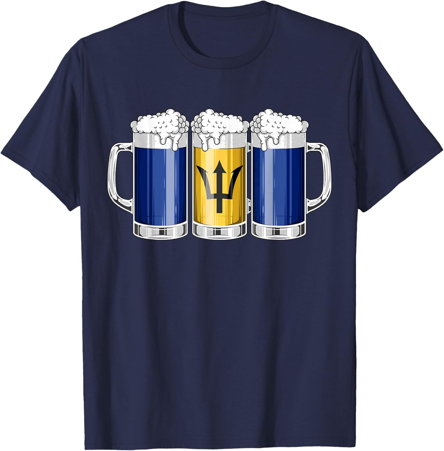 Beer Barbadian Shirt - Beer Barbados Flag Patriotic Men T-Shirt - T-Shirt | Navy