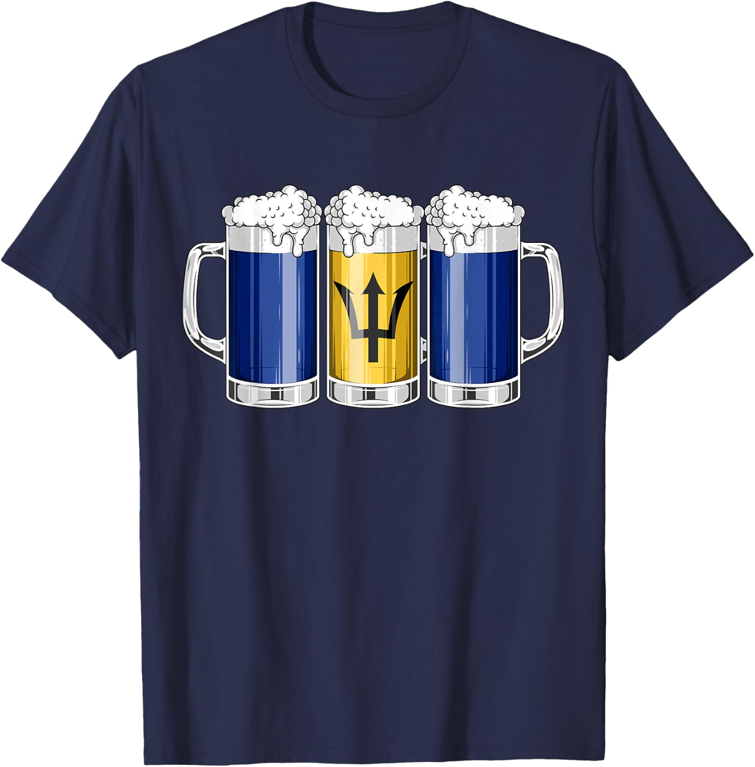 Beer Barbadian Shirt - Beer Barbados Flag Patriotic Men T-Shirt - T-Shirt | Navy