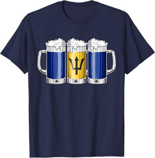 Beer Barbadian Shirt - Beer Barbados Flag Patriotic Men T-Shirt - T-Shirt | Navy